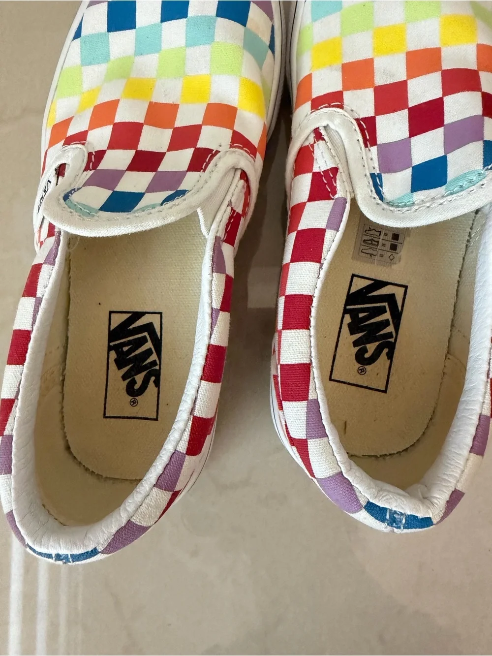 Vans Kids Rainbow Checkerboard Slip-On Sneakers